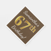 Braun, Imitate Gold 67. Geburtstag + Individuelle  Serviette (Ecke)
