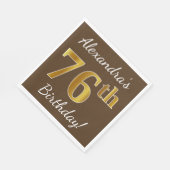 Braun, Imitate Gold 76. Geburtstag + Individuelle Serviette (Ecke)