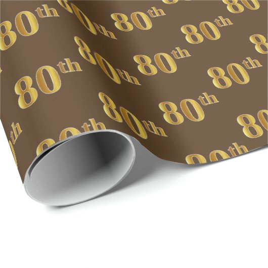 Braun, Imitate Gold 80. (Achtzigste) Veranstaltung Geschenkpapier (Rolleneckpunkt)