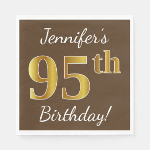 Braun, Imitate Gold 95. Geburtstag + Individuelle Serviette