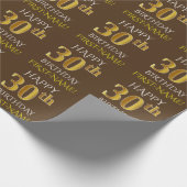 Braun, Imitate Gold "HAPPY 30. BIRTHDAY" Geschenkpapier (Ecke)
