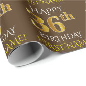 Braun, Imitate Gold "HAPPY 36. GEBURTSTAG" Geschenkpapier (Rolleneckpunkt)
