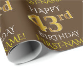 Braun, Imitate Gold "HAPPY 43. BIRTHDAY" Geschenkpapier (Rolleneckpunkt)