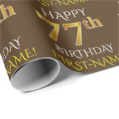 Braun, Imitate Gold "HAPPY 77. GEBURTSTAG" Geschenkpapier (Rolleneckpunkt)