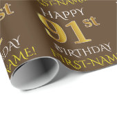 Braun, Imitate Gold "HAPPY 91. BIRTHDAY" Geschenkpapier (Rolleneckpunkt)