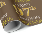 Braun, Imitate Gold "HAPPY 97. BIRTHDAY" Geschenkpapier (Rolleneckpunkt)