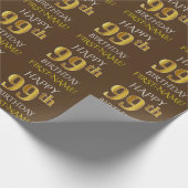 Braun, Imitate Gold "HAPPY 99. BIRTHDAY" Geschenkpapier (Ecke)