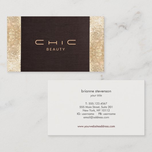 Braun-IMITATE Gold-Sequenzer Schönheit Visitenkarte (Vorne/Hinten)