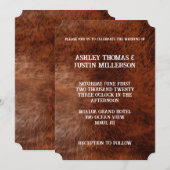 Braun Imitate Leather Wedding Einladung (Vorne/Hinten)