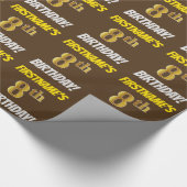 Braun, Imitate/Nachahmgold, "8. BIRTHTAG" Geschenkpapier (Ecke)