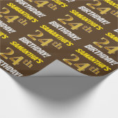 Braun, Imitate/Nachahmungs-Gold, "24. GEBURTSTAG" Geschenkpapier (Ecke)
