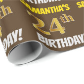 Braun, Imitate/Nachahmungs-Gold, "24. GEBURTSTAG" Geschenkpapier (Rolleneckpunkt)