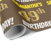 Braun, Imitate/Nachahmungs-Gold, "49. GEBURTSTAG" Geschenkpapier (Rolleneckpunkt)