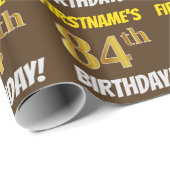 Braun, Imitate/Nachahmungs-Gold, "84. GEBURTSTAG" Geschenkpapier (Rolleneckpunkt)