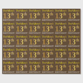 Braun, Imitation Gold Look "13. GEBURTSTAG" Geschenkpapier
