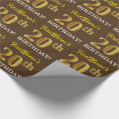 Braun, Imitation Gold Look "20. GEBURTSTAG" Geschenkpapier (Ecke)