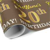 Braun, Imitation Gold Look "20. GEBURTSTAG" Geschenkpapier (Rolleneckpunkt)