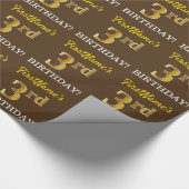Braun, Imitation Gold Look "3. BIRTHDAY" Geschenkpapier (Ecke)