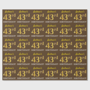 Braun, Imitation Gold-Look "43. GEBURTSTAG" Geschenkpapier