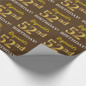 Braun, Imitation Gold Look "52. GEBURTSTAG" Geschenkpapier (Ecke)