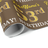 Braun, Imitation Gold Look "53. BIRTHDAY" Geschenkpapier (Rolleneckpunkt)