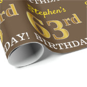 Braun, Imitation Gold Look "63. BIRTHDAY" Geschenkpapier (Rolleneckpunkt)