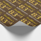 Braun, Imitation Gold Look "83. BIRTHDAY" Geschenkpapier (Ecke)