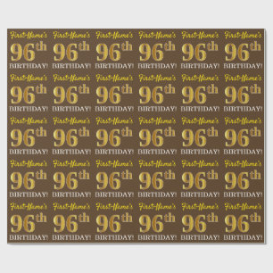 Braun, Imitation Gold Look "96. GEBURTSTAG" Geschenkpapier