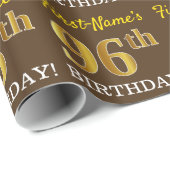 Braun, Imitation Gold Look "96. GEBURTSTAG" Geschenkpapier (Rolleneckpunkt)
