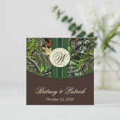 Braun & Jäger Grüne Camouflage Hochzeitsfeiern Einladung (Stehend Vorderseite)