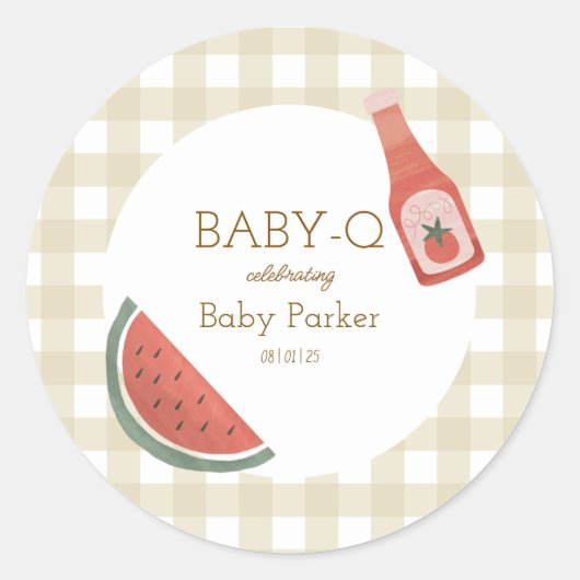 Braun Kariert Baby-Q Aufkleber (Vorderseite)