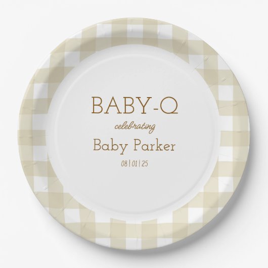Braun kariert Baby-Q Teller rund 2 (Vorderseite)