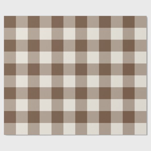 Braun kariert Gingham groß Geschenkpapier (Flach)