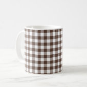 Braun kariert Gingham Retro-Farbe Kaffeetasse (Vorderseite Links)