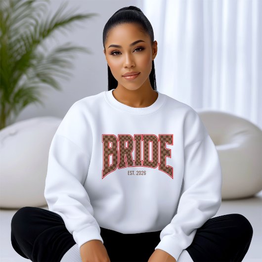Braun kariert Luxus-Varsity BRIDE Sweatshirt