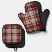 braun Kariert Ofenhandschuh & Topflappen-Set (Vorderseite/Rückseite)