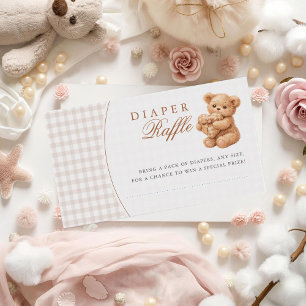 Braun kariert Teddybär Neutral Baby Shower Papier Begleitkarte