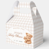 Braun kariert Teddybär Neutral Baby Shower Papier Geschenkschachtel (Vorderseite)