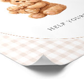 Braun kariert Teddybär Neutral Baby Shower Papier Poster (Ecke)