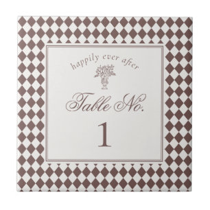 Braun karierte Harlekin-Hochzeitstisch-Nummer Fliese