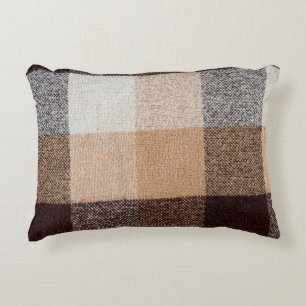 Braun karierte Wolle karierte Textur. Tartan  Dekokissen