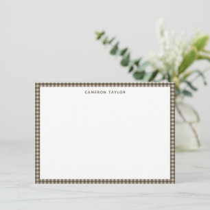 Braun karierter personalisierter Name Mitteilungskarte