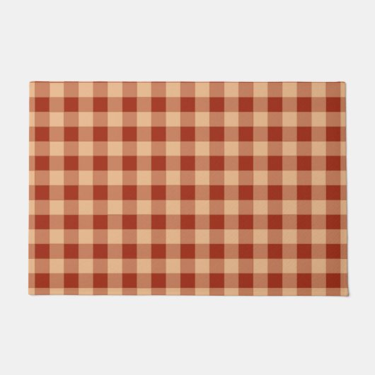 Braun kariertes Gingham-Muster Fußmatte (Vorderseite)