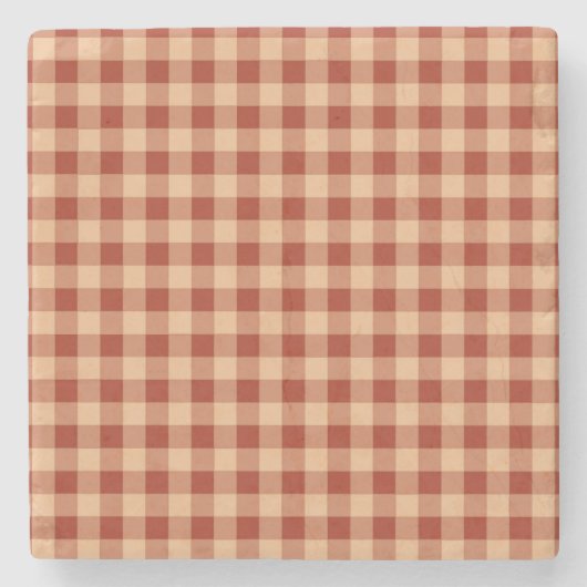 Braun kariertes Gingham-Muster Steinuntersetzer (Vorderseite)