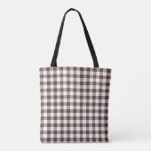 Braun kariertes Gingham Retro-Farbton Tasche (Rückseite)