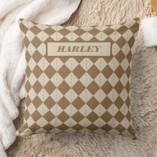Braun kariertes Muster im Vintage-Stil Kissen