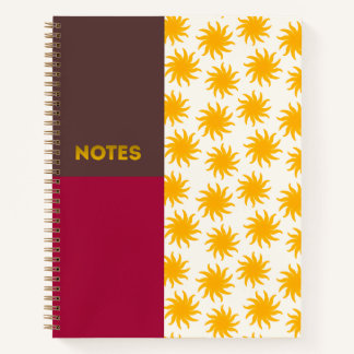 Braun-Karmesin-Gold-Sonnenstrahl-Notizbuch - L Notizblock