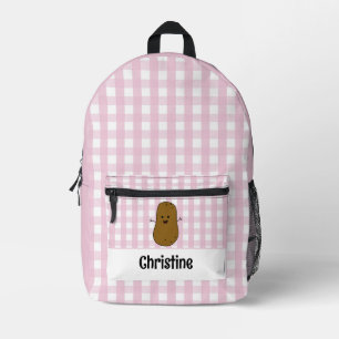 Braun Kartoffel Rosa Gingham Custom Bedruckter Rucksack