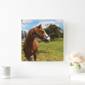 Braun Kastanie Pferd Bedarf Haartrockner, Quadratische Wanduhr (Zuhause)