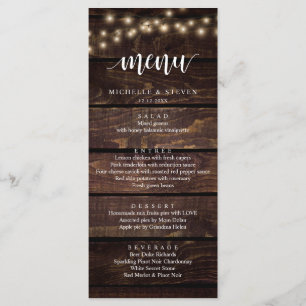 Braun-Kraft-Hochzeitsessen Menükarte